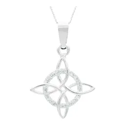 Collar Plata Ley 925 Nudo de Bruja con Zirconias Cadena Barbada - Imagen 2