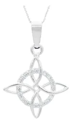 Collar Plata Ley 925 Nudo de Bruja con Zirconias Cadena Barbada - Imagen 2