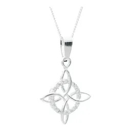 Collar Plata Ley 925 Nudo de Bruja con Zirconias Cadena Barbada - Imagen 3