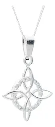 Collar Plata Ley 925 Nudo de Bruja con Zirconias Cadena Barbada - Imagen 3