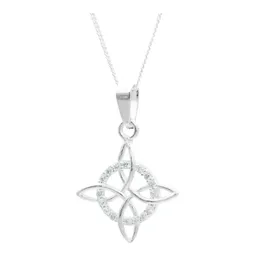 Collar Plata Ley 925 Nudo de Bruja con Zirconias Cadena Barbada - Imagen 4