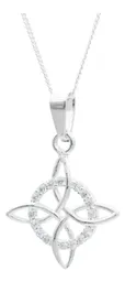 Collar Plata Ley 925 Nudo de Bruja con Zirconias Cadena Barbada - Imagen 4