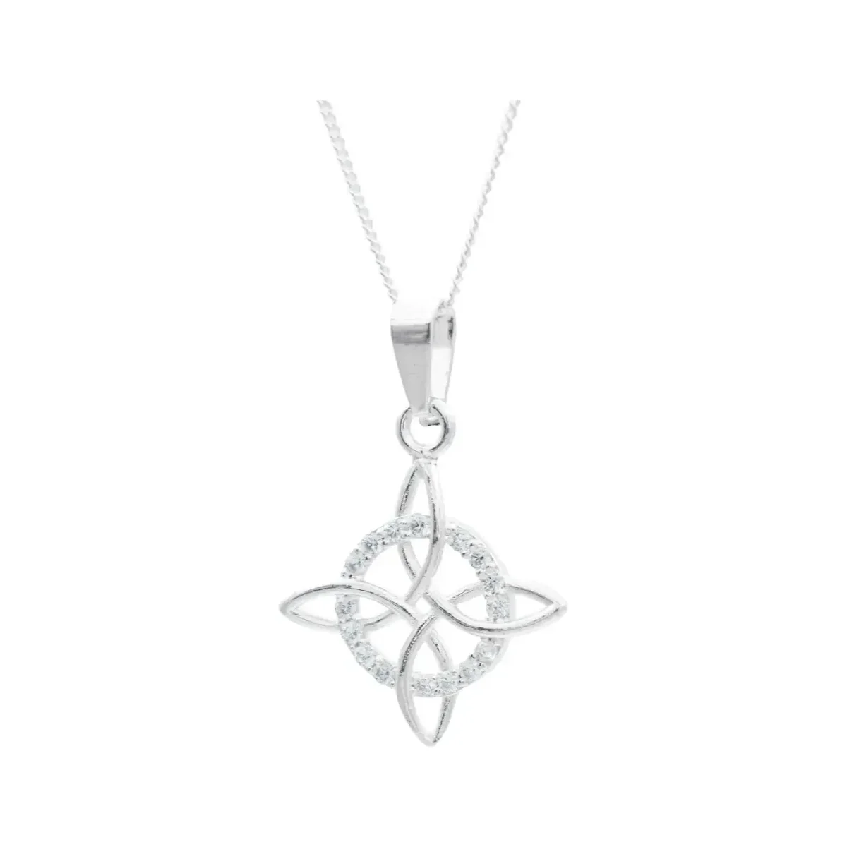 Collar Plata Ley 925 Nudo de Bruja con Zirconias Cadena Barbada - Imagen 4
