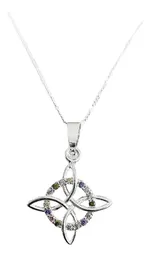 Collar Plata Ley .925 Nudo de Bruja con Zirconias Multicolor y Cadena - Imagen 1