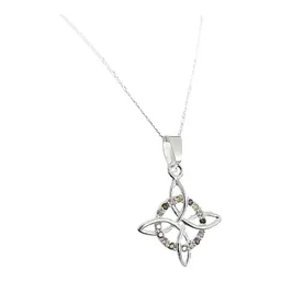 Collar Plata Ley .925 Nudo de Bruja con Zirconias Multicolor y Cadena - Imagen 2