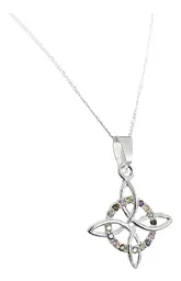 Collar Plata Ley .925 Nudo de Bruja con Zirconias Multicolor y Cadena - Imagen 2