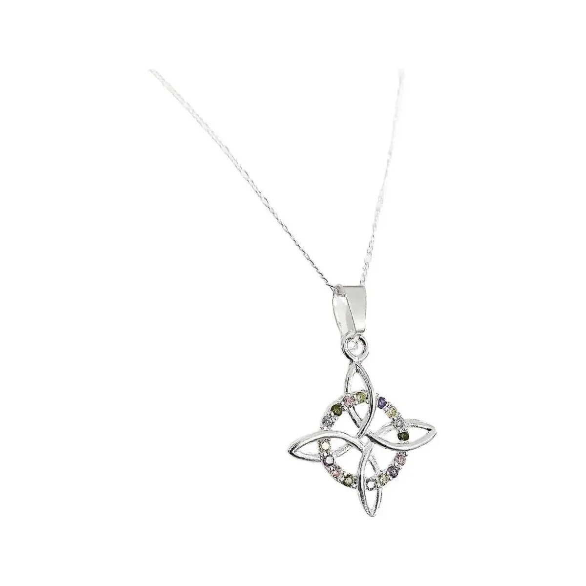Collar Plata Ley .925 Nudo de Bruja con Zirconias Multicolor y Cadena - Imagen 2