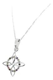 Collar Plata Ley .925 Nudo de Bruja con Zirconias Multicolor y Cadena - Imagen 3