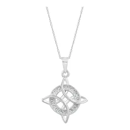 Collar Plata Ley .925 Nudo de Bruja Zirconias Blancas 50cm - Imagen 1