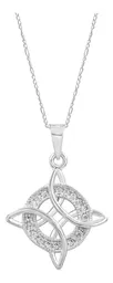 Collar Plata Ley .925 Nudo de Bruja Zirconias Blancas 50cm - Imagen 1