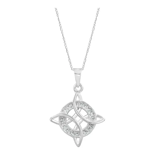 Collar Plata Ley .925 Nudo de Bruja Zirconias Blancas 50cm - Imagen 1
