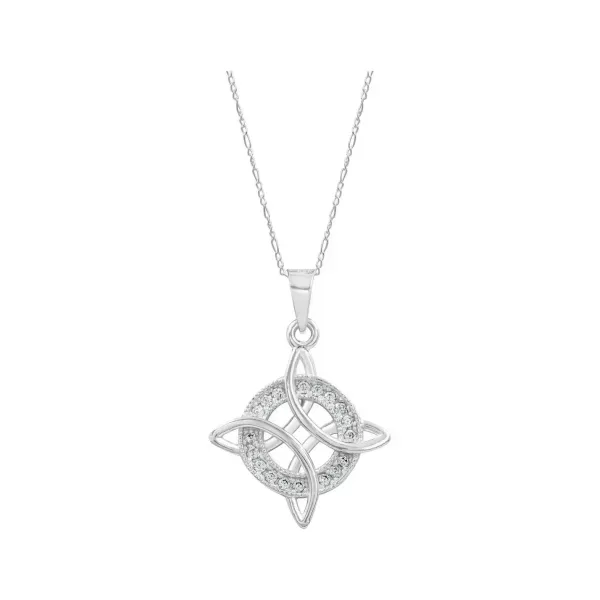 Collar Plata Ley .925 Nudo de Bruja Zirconias Blancas 50cm - Imagen 1