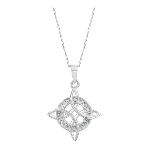 Collar Plata Ley .925 Nudo de Bruja Zirconias Blancas 50cm - Imagen 1