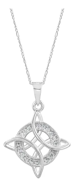 Collar Plata Ley .925 Nudo de Bruja Zirconias Blancas 50cm - Imagen 1