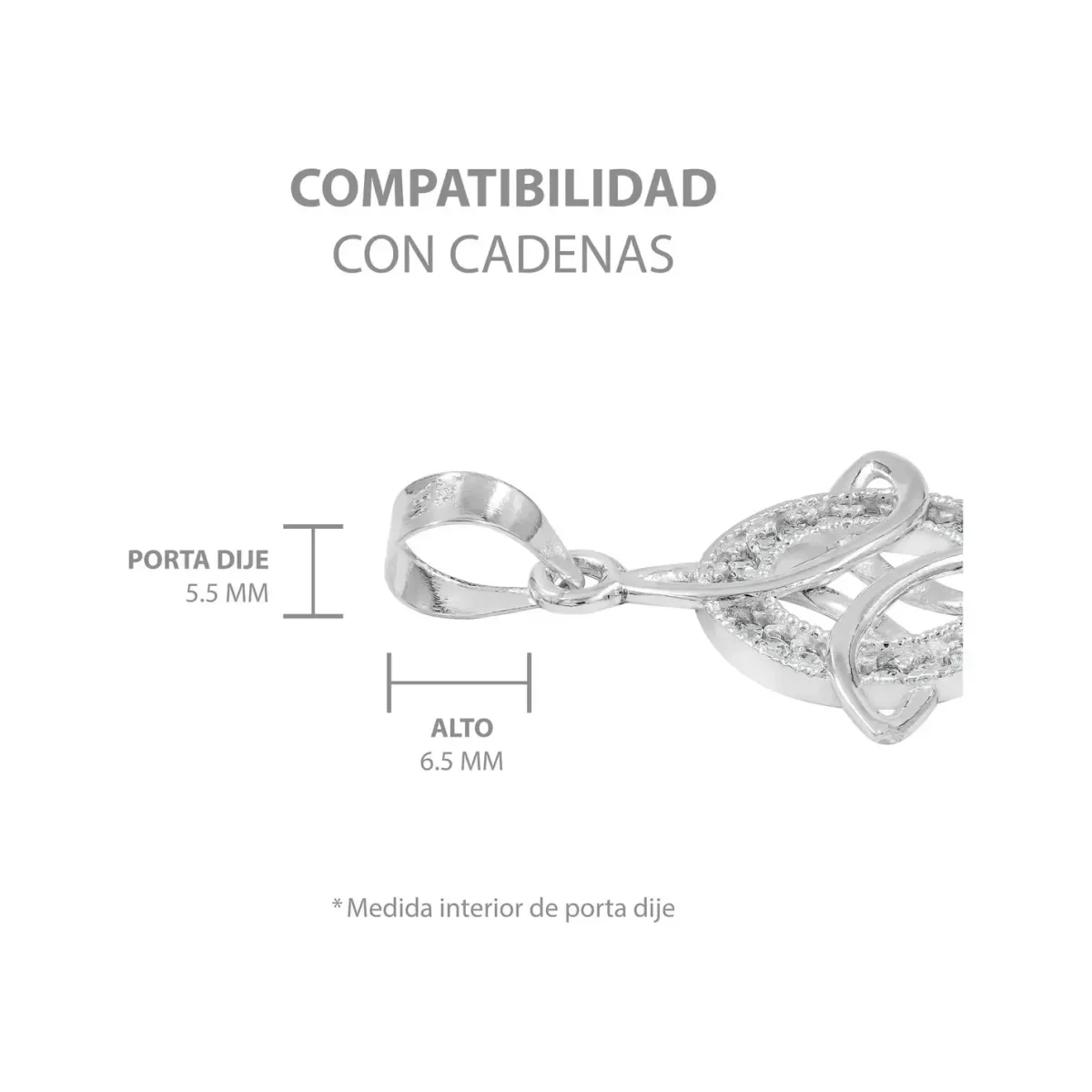 Collar Plata Ley .925 Nudo de Bruja Zirconias Blancas 50cm - Imagen 7