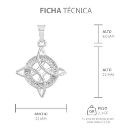 Collar Plata Ley .925 Nudo de Bruja Zirconias Blancas 50cm - Imagen 8