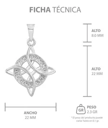 Collar Plata Ley .925 Nudo de Bruja Zirconias Blancas 50cm - Imagen 8