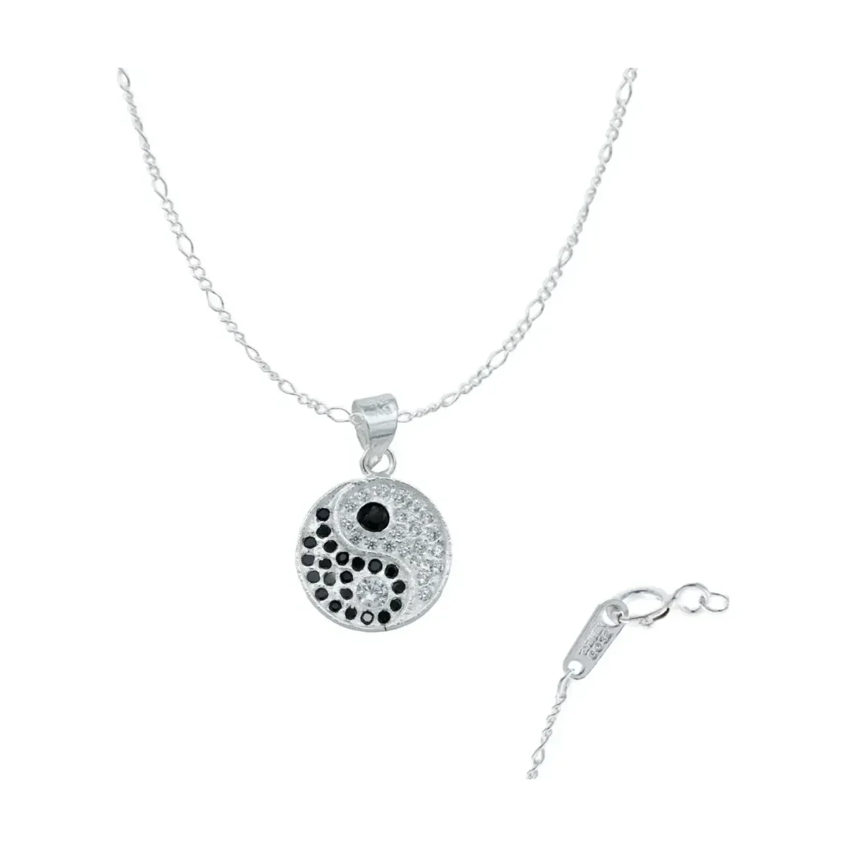 Collar Plata .925 Yin Yang zirconia brillante, joyería artesanal mexicana. Diseño místico unisex, regalo con significado emoc