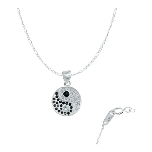 Collar Plata Ley 925 Yin Yang Zirconia Brillante Unisex - Imagen 1