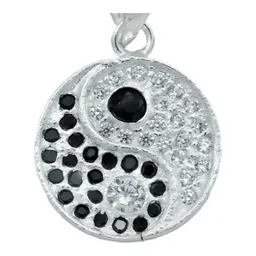 Collar Plata Ley 925 Yin Yang Zirconia Brillante Unisex - Imagen 3