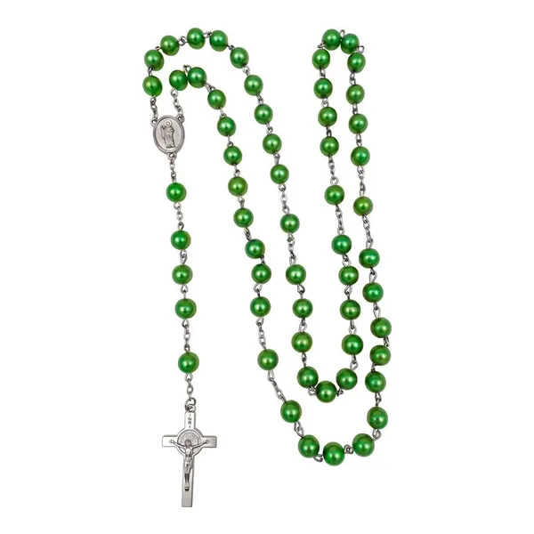 Collar rosario San Judas Tadeo verde de 80 cm con cadena vínculo esmaltada Joyaris