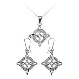 Conjunto Cadena Aretes Plata 925 Nudo Bruja con Zirconias Joyería Artesanal - Imagen 1