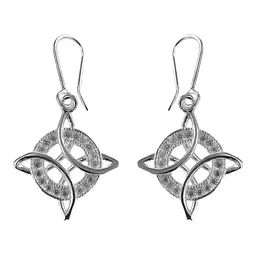 Conjunto Cadena Aretes Plata 925 Nudo Bruja con Zirconias Joyería Artesanal - Imagen 3