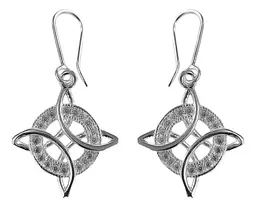 Conjunto Cadena Aretes Plata 925 Nudo Bruja con Zirconias Joyería Artesanal - Imagen 3