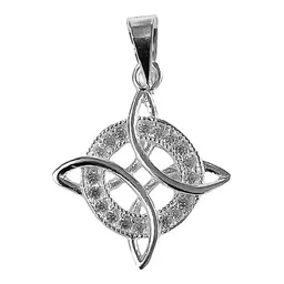 Conjunto Cadena Aretes Plata 925 Nudo Bruja con Zirconias Joyería Artesanal - Imagen 4