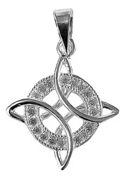 Conjunto Cadena Aretes Plata 925 Nudo Bruja con Zirconias Joyería Artesanal - Imagen 4