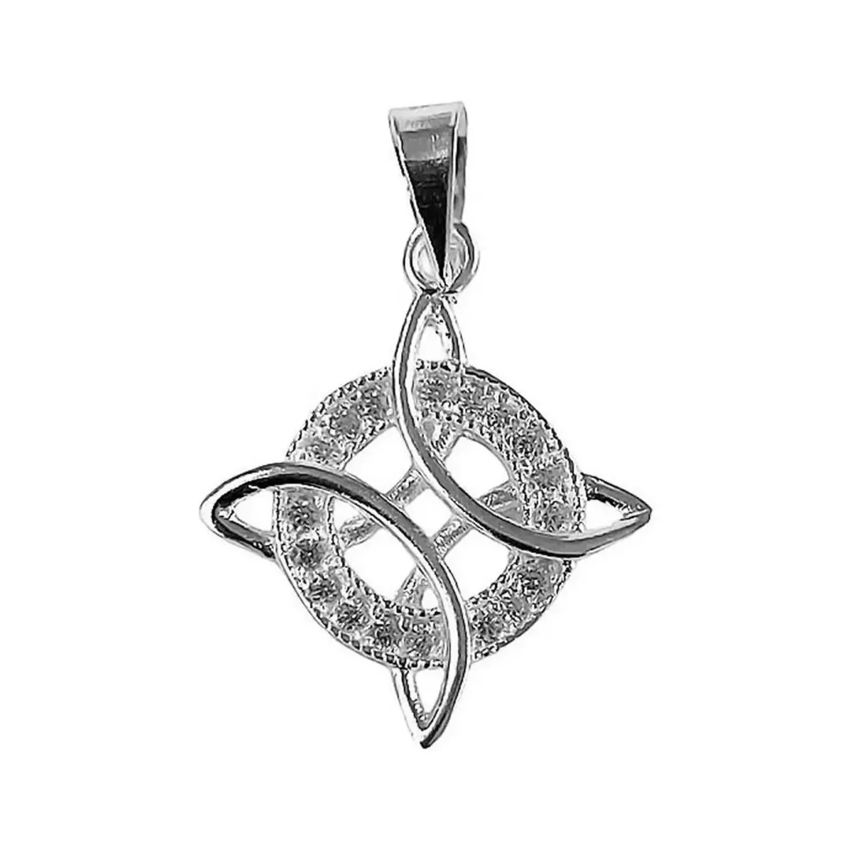 Conjunto Cadena Aretes Plata 925 Nudo Bruja con Zirconias Joyería Artesanal - Imagen 4
