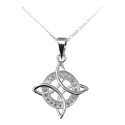 Conjunto Cadena Aretes Plata 925 Nudo Bruja con Zirconias Joyería Artesanal - Imagen 5