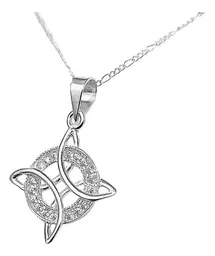 Conjunto Cadena Aretes Plata 925 Nudo Bruja con Zirconias Joyería Artesanal - Imagen 6