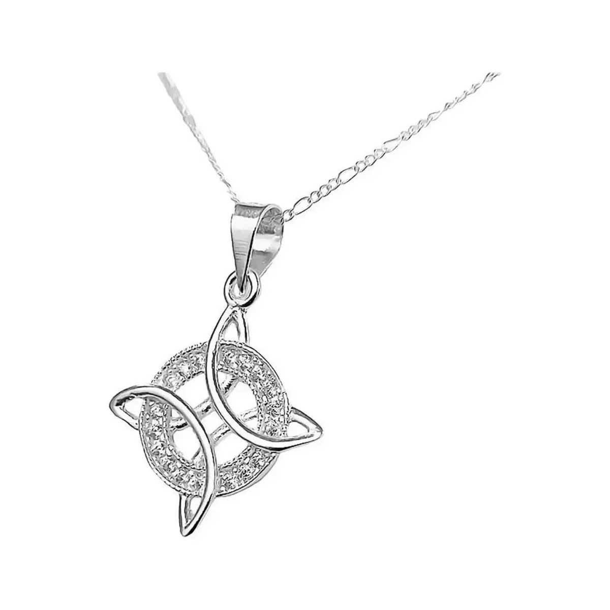 Conjunto Cadena Aretes Plata 925 Nudo Bruja con Zirconias Joyería Artesanal - Imagen 6