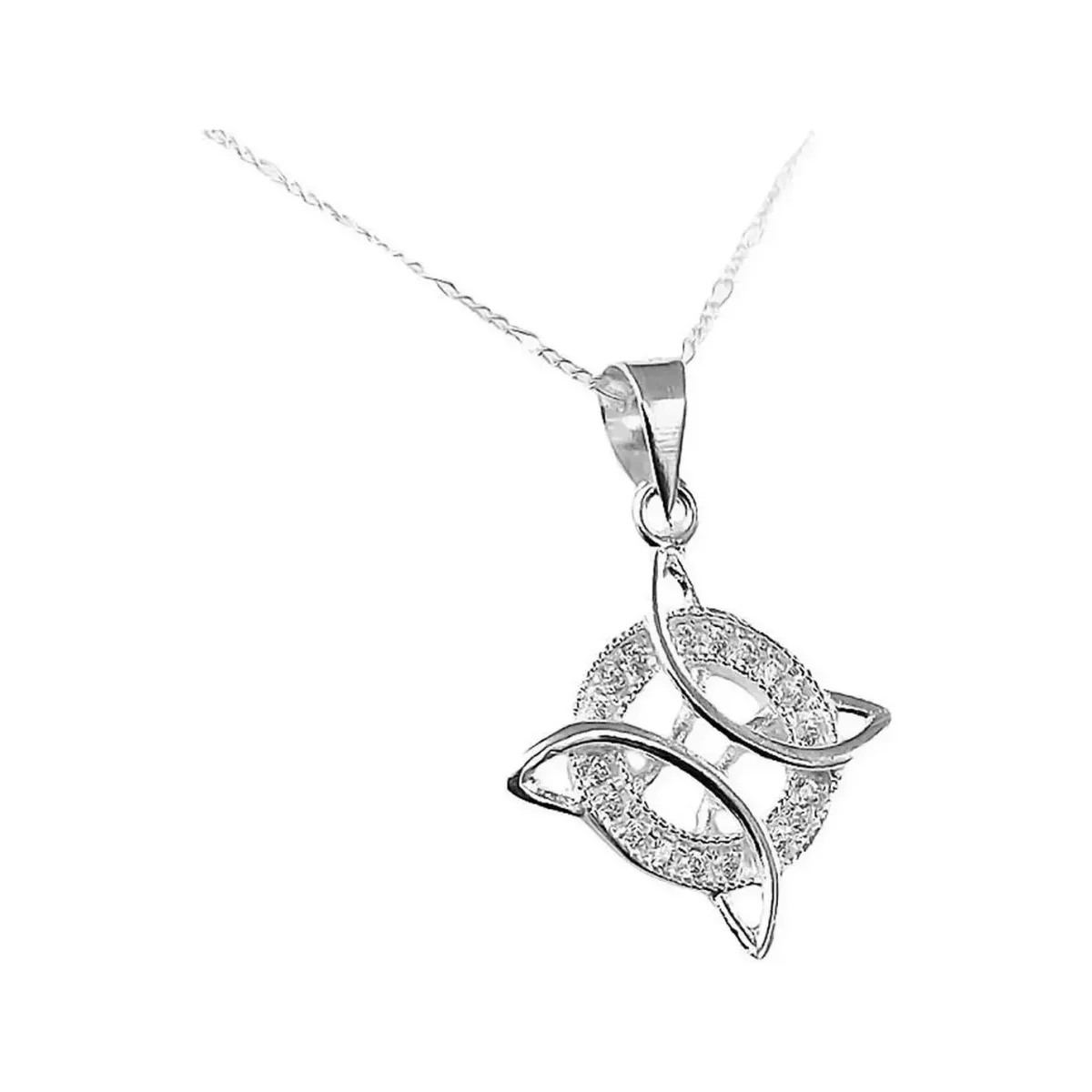 Conjunto Cadena Aretes Plata 925 Nudo Bruja con Zirconias Joyería Artesanal - Imagen 7