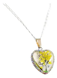 Conjunto Collar Aretes Plata 925 Árbol de la Vida Corazón Zirconia Amarilla - Imagen 4