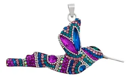 Conjunto Collar Aretes Plata 925 Colibrí con Piedras Multicolor Artesanal - Imagen 2