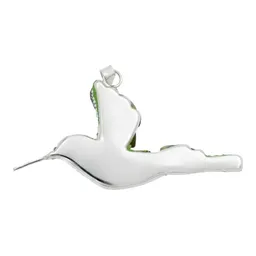 Conjunto Collar Dije Colibrí Plata 925 con Piedrería Verde Artesanal - Imagen 5