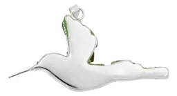Conjunto Collar Dije Colibrí Plata 925 con Piedrería Verde Artesanal - Imagen 5