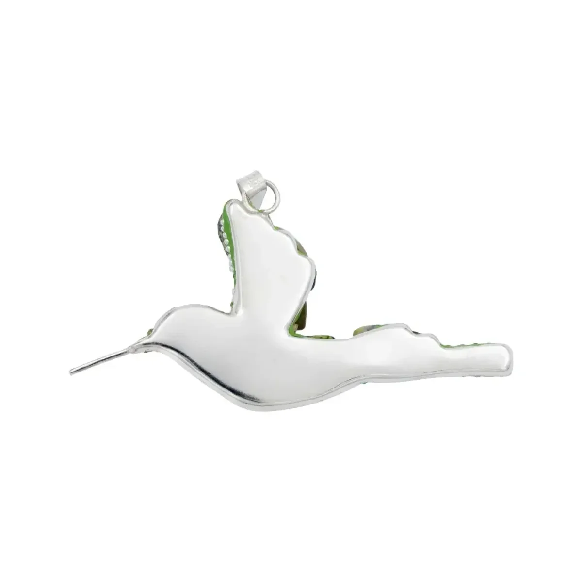 Conjunto Collar Dije Colibrí Plata 925 con Piedrería Verde Artesanal - Imagen 5