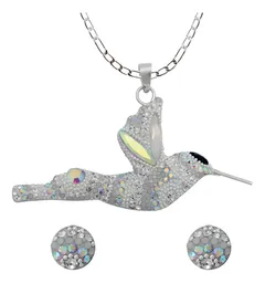 Conjunto Collar Dije Colibrí Plata 925 Piedrería Multicolor - Imagen 1