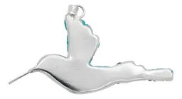 Conjunto Collar y Aretes Plata 925 Colibrí con Piedrería Celeste - Imagen 5