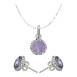 Conjunto Collar y Aretes Plata 925 Cristal Violeta Mujer - Imagen 1