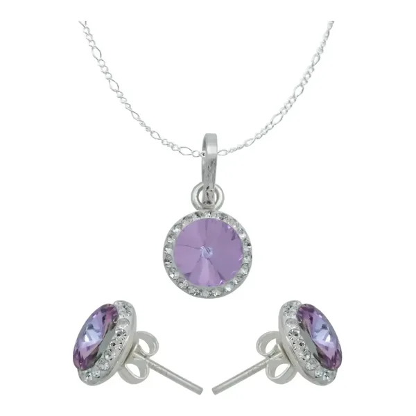 Conjunto Collar y Aretes Plata 925 Cristal Violeta Mujer - Imagen 1
