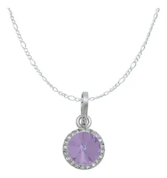 Conjunto Collar y Aretes Plata 925 Cristal Violeta Mujer - Imagen 2