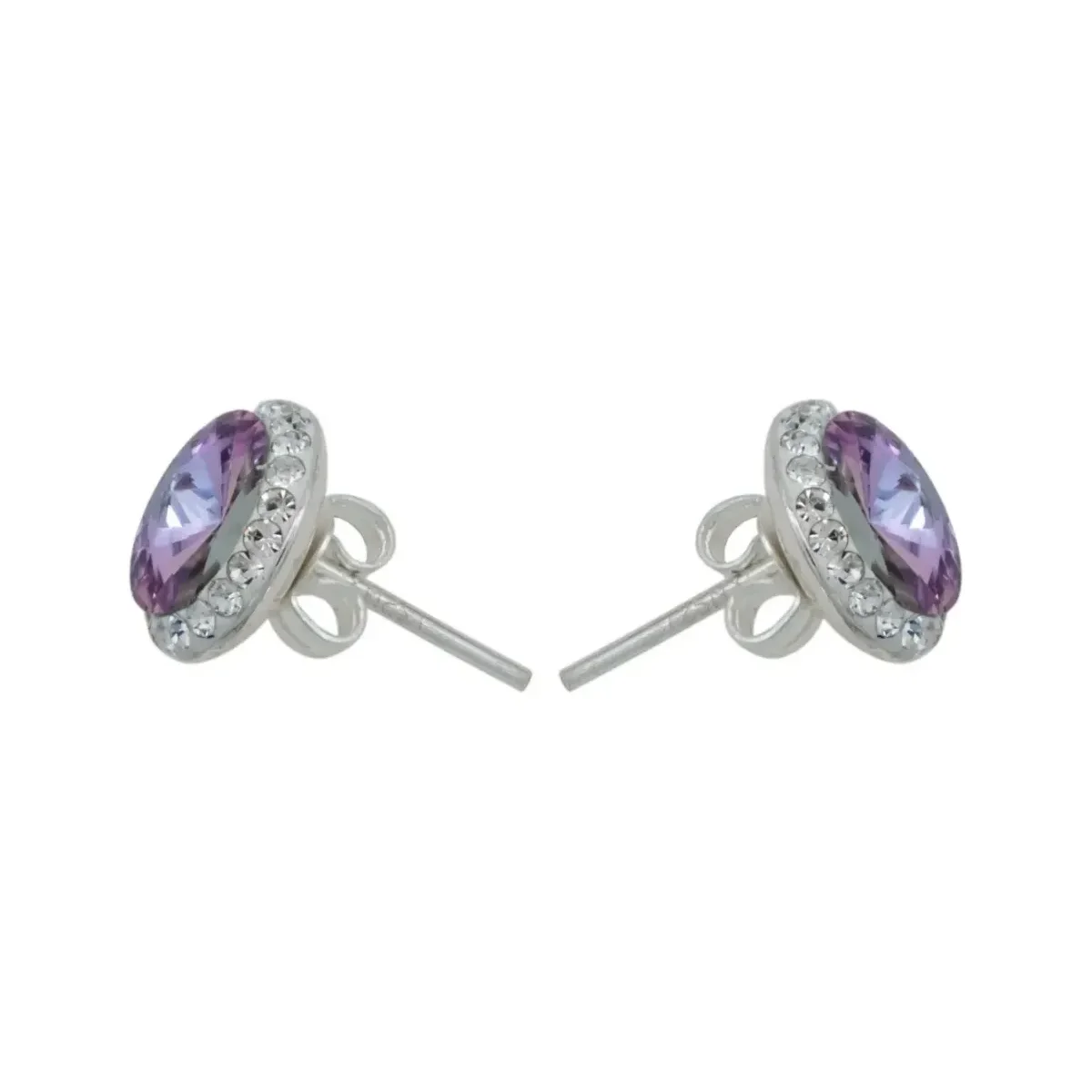 Conjunto Collar y Aretes Plata 925 Cristal Violeta Mujer - Imagen 4