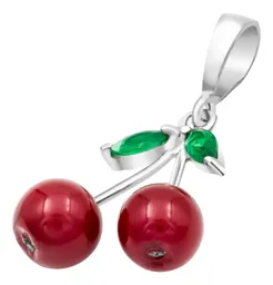 Conjunto Collar y Aretes Plata 925 Diseño Cereza para Mujer - Imagen 2