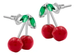 Conjunto Collar y Aretes Plata 925 Diseño Cereza para Mujer - Imagen 4