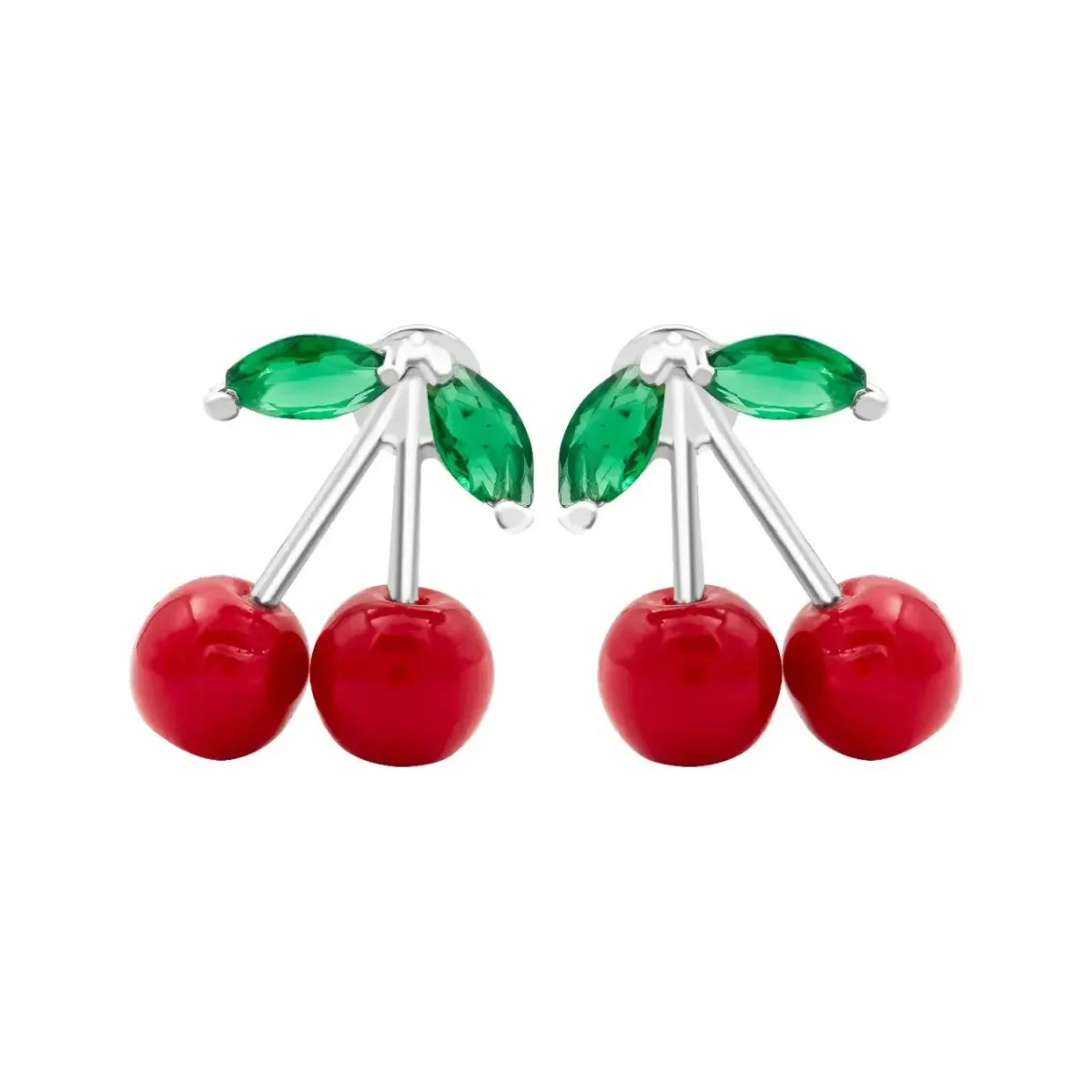 Conjunto Collar y Aretes Plata 925 Diseño Cereza para Mujer - Imagen 5