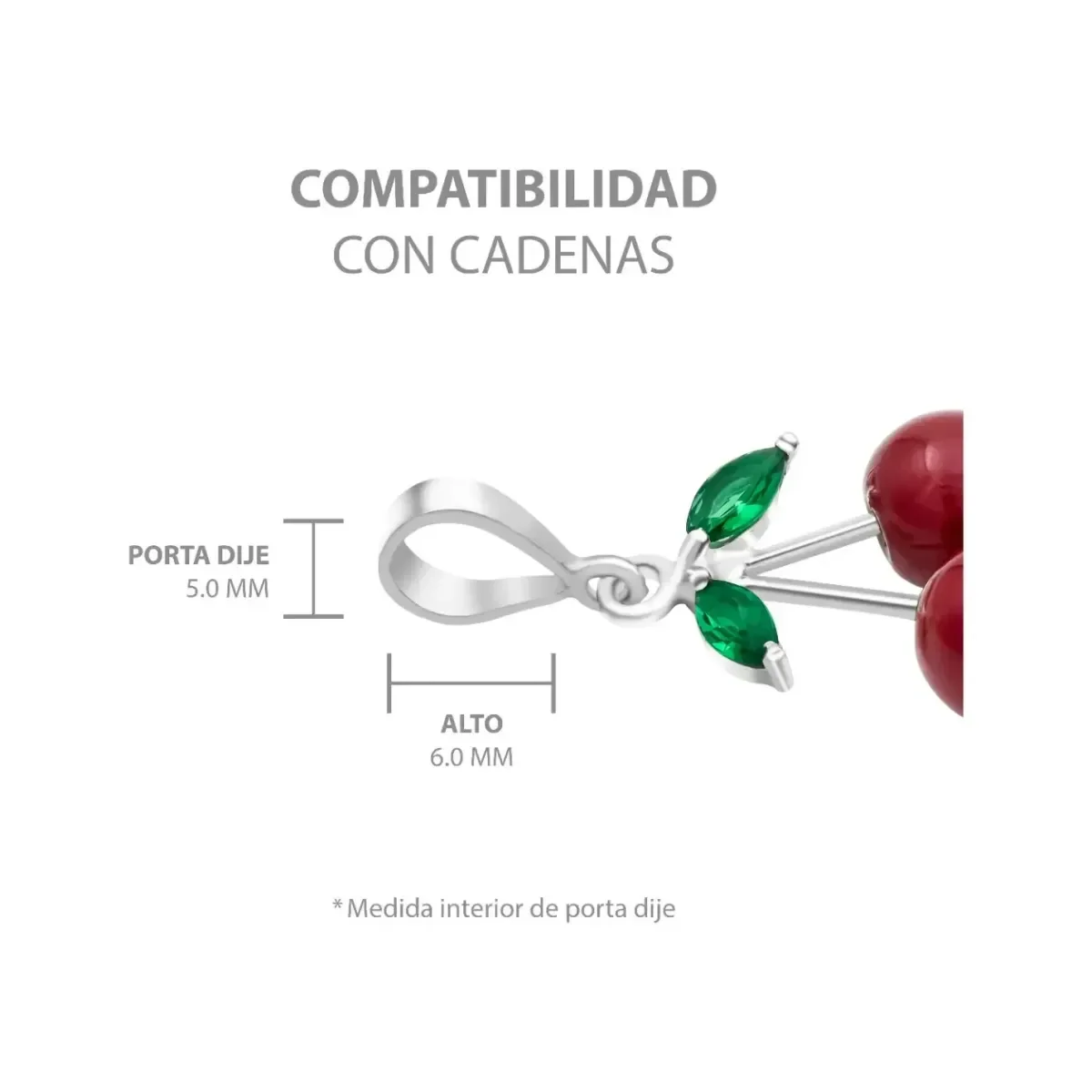 Conjunto Collar y Aretes Plata 925 Diseño Cereza para Mujer - Imagen 6